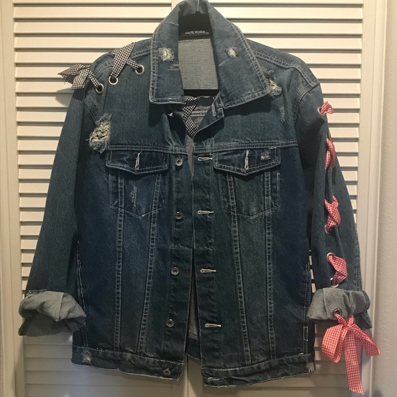 Fun Distressed Denim Jacket - Picture 1 of 5